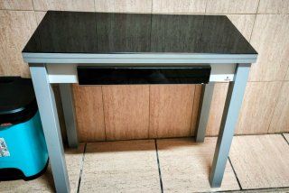 URGE RECOGIDA Mesa Cocina Plegable Cristal y Metal