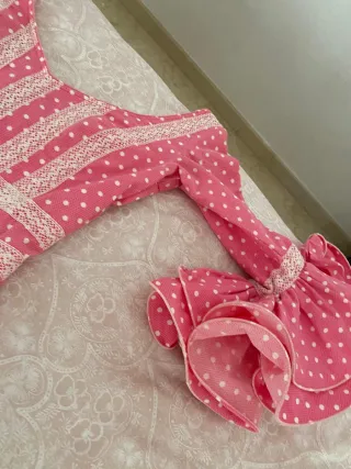 Traje de flamenca rosa lunares