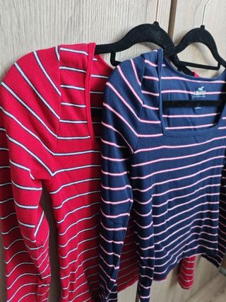 Camiseta crop Hollister rayas, L-M