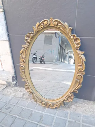 Espejo Antiguo Dorado Ovalado
