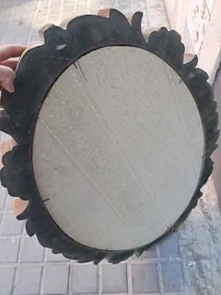 Espejo Antiguo Dorado Ovalado