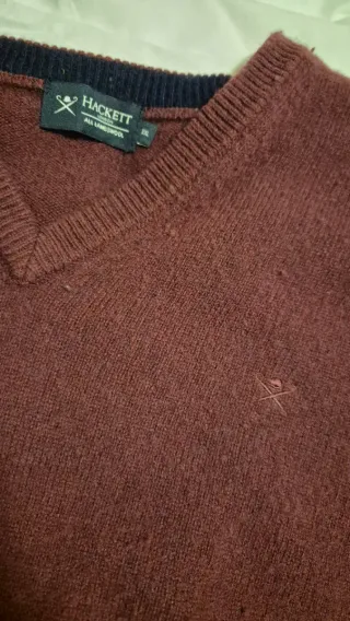 Jersey Hackett cuello pico burdeos XXL
