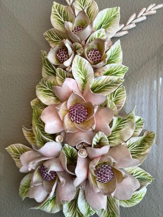 Quadro decorativo fiori in ceramica e metallo