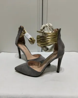 Décolleté donna grigio oro Tg 36