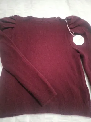 Jersey burdeos con mangas abullonadas, burdeos