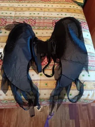 Disfraz Ángel Negro Alas , Corona y pendientes