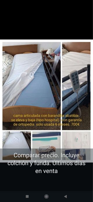 Cama articulada hospital abatible
