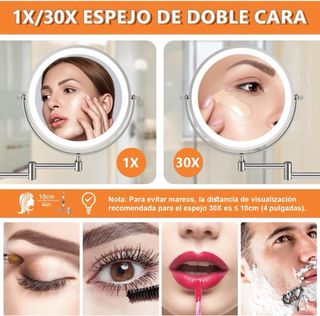 Specchio per trucco con luce a parete ingrandimento 1X/30X