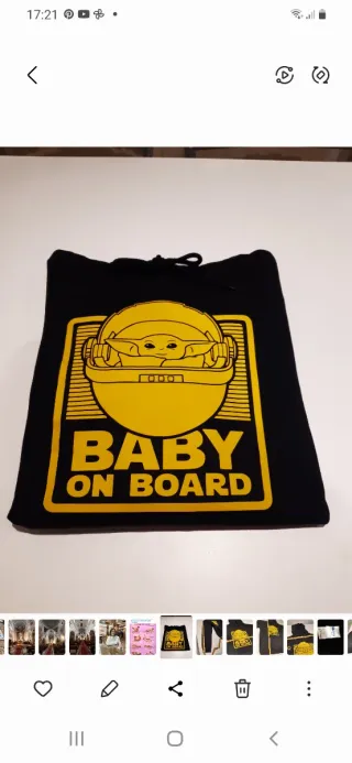 Sudadera Negra con Capucha Baby On Board.