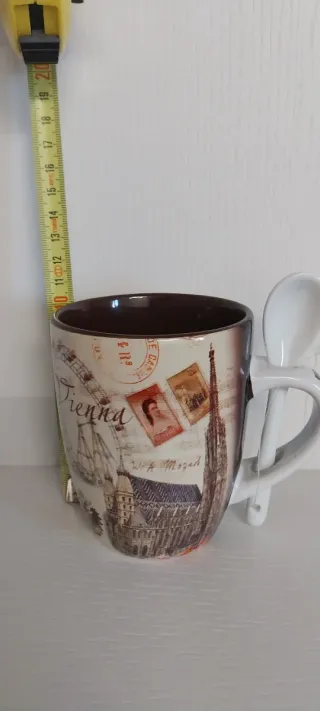 Tazza con cucchiaino decorata Vienna