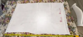 Antico Asciugamano 100% lino con pizzo e trina a