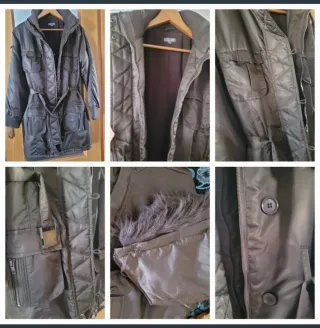 Parka con capucha marrón