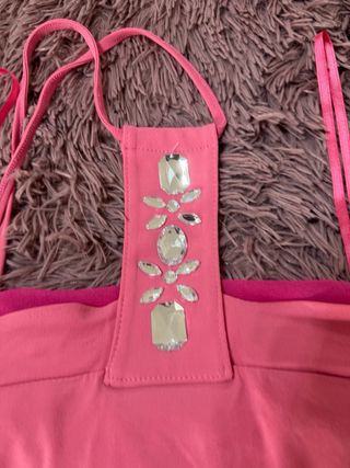 Mini abito rosa con pietre