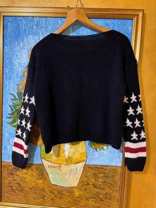 Maglione lana e mohair nero e rosso