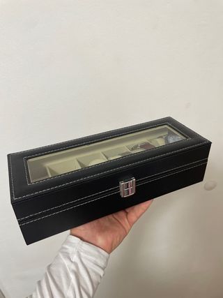 Caja para 6 relojes con tapa transparente
