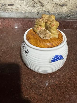 Tarro de cerámica Azucar con tapa de madera