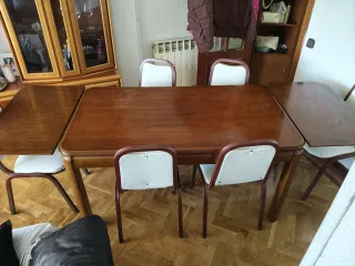 Mesa de salón de madera, extensible 1/2 metro/lado