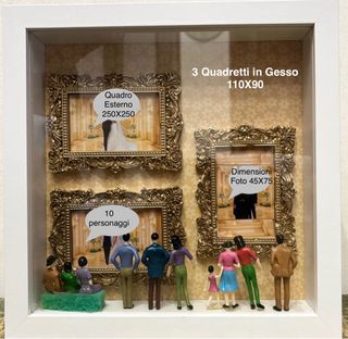 Quadro Museo con 3 Quadretti in Gesso
