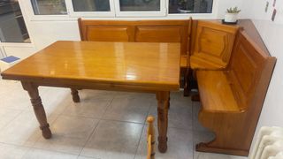 Mesa y banco de cocina/bodega madera