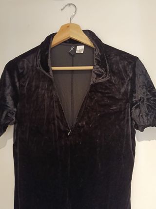 Mono Largo Terciopelo Negro H&M XL