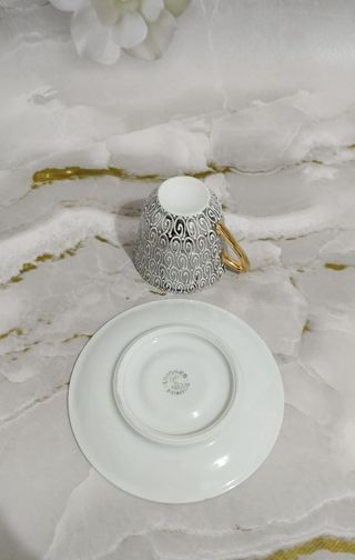 Taza y platillo Limoges oro y plata