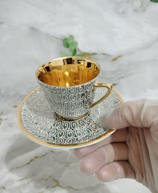 Taza y platillo Limoges oro y plata