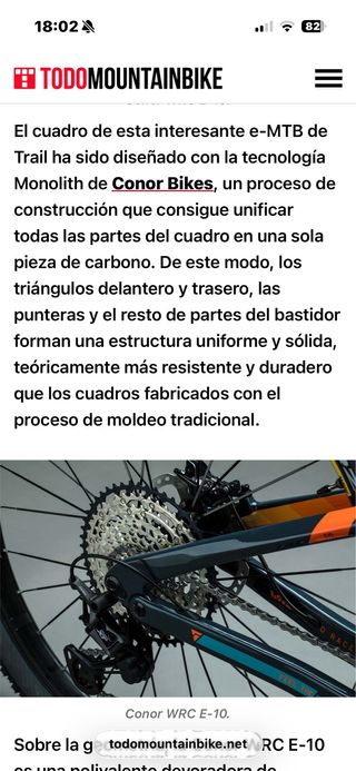 Bicicleta eléctrica CONOR  WRC E-10 Carbono e-Bike