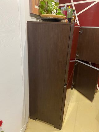 Mobile contenitore wengé e vetro rosso