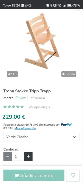 Trona de bebe de madera