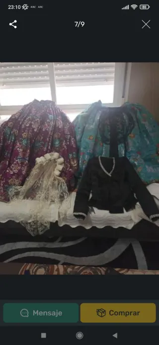 Conjunto traje alicantina azul y morado