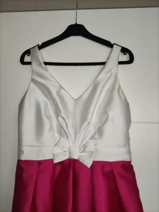 Vestido Fiesta Blanco y Rosa, Talla 40