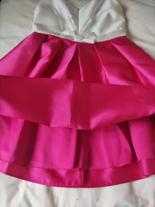 Vestido Fiesta Blanco y Rosa, Talla 40