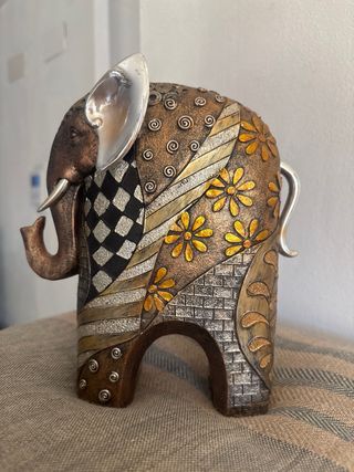Elefante Decorativo Dorado y Bronce (lote 18/B)