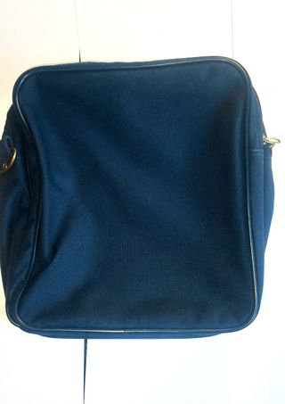 Bandolera de tela azul marino y marrón