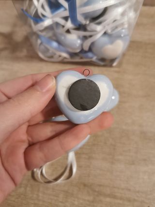 17 cuori ceramica e gesso azzurro/bianco