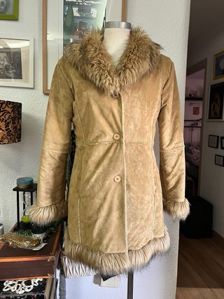 Chaqueta piel sintética beige talla L
