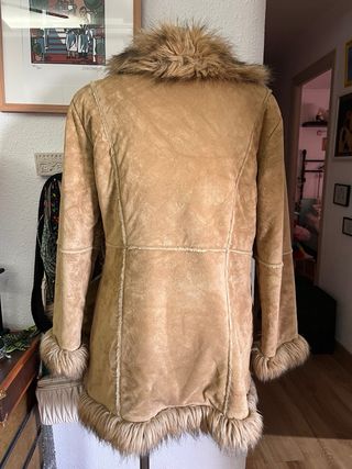 Chaqueta piel sintética beige talla L