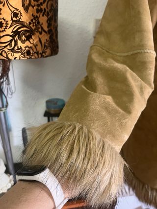 Chaqueta piel sintética beige talla L