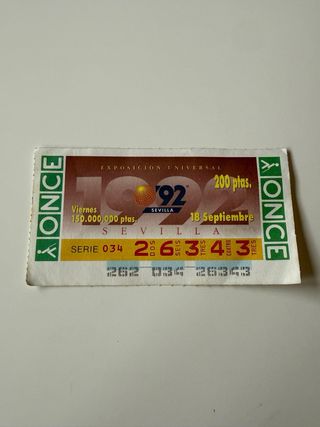 Lote 3 Cupones ONCE 1992 Sevilla