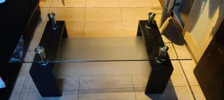 Mesa de centro cristal y metal