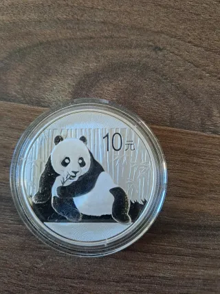 Moneda Plata Panda China 10 Yuan 2015