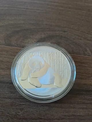 Moneda Plata Panda China 10 Yuan 2015