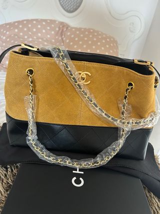 Bolso Piel y Ante Negro Marrón
