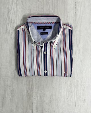 Camicia Tommy Hilfiger Uomo S Righe Blu Bianco Ros