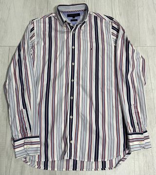 Camicia Tommy Hilfiger Uomo S Righe Blu Bianco Ros