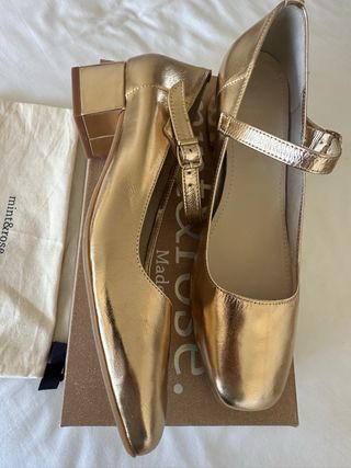 Bailarinas Mint & Rose Piel Dorada Talla 39