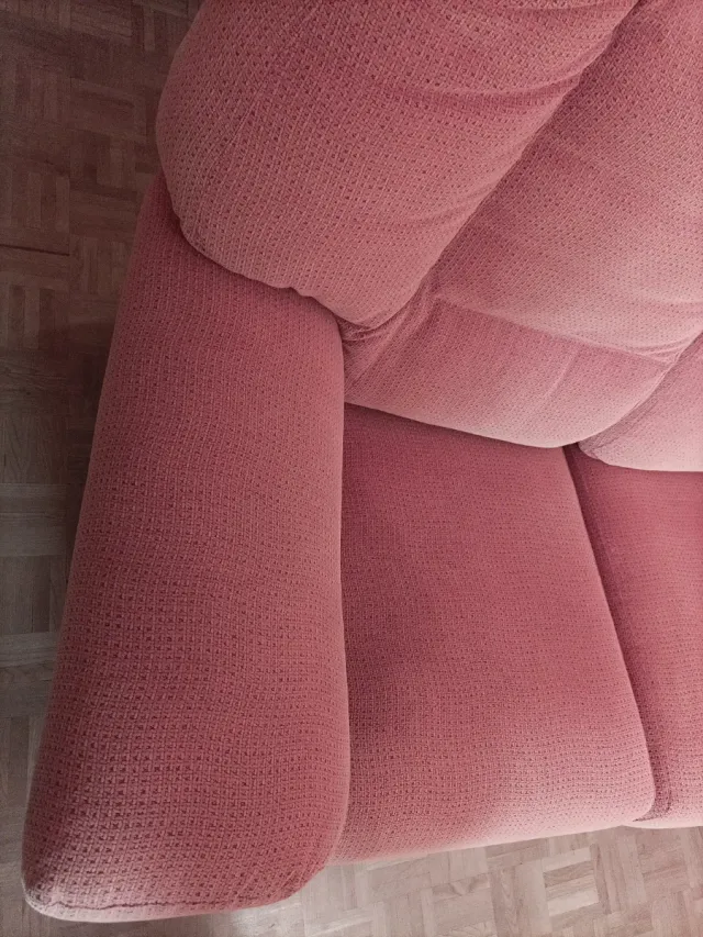 Sofá 2 plazas tela marrón/naranja