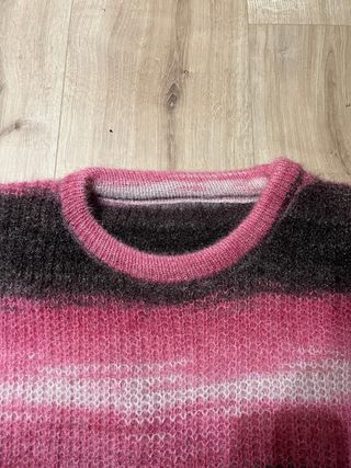 Jersey de punto rayas rosa y gris