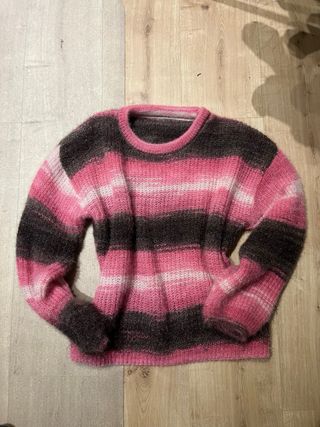 Jersey de punto rayas rosa y gris