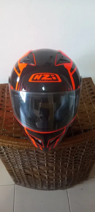 Casco Moto NZI Talla S Negro/Naranja